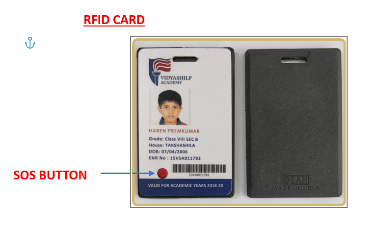 RFID Card with SOS Button - Front and Back View
